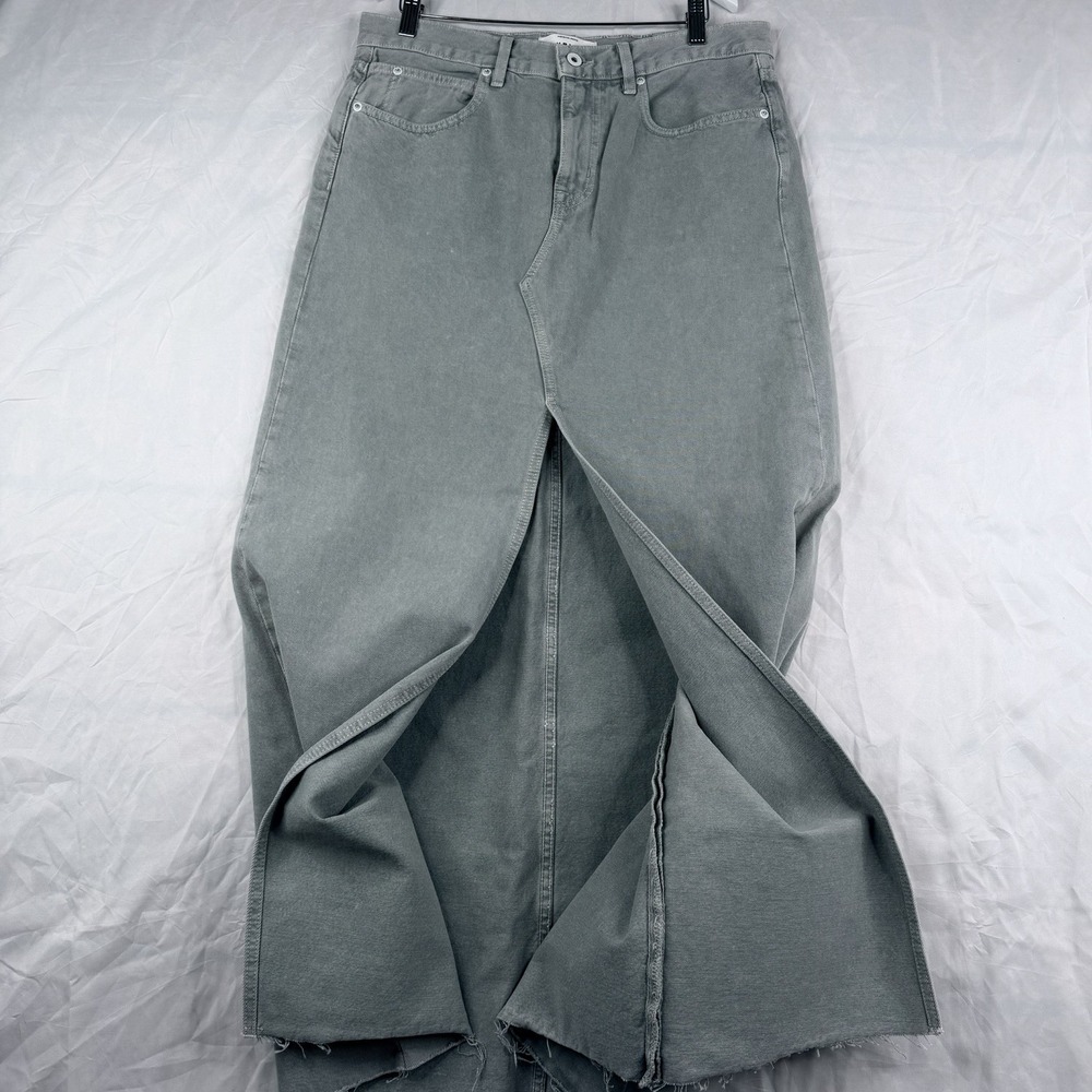 SKIRT Women's SLVRLAKE PREMIUM Denim Maxi SKIRT SZ-25 Gray Front Slit RN# 155004